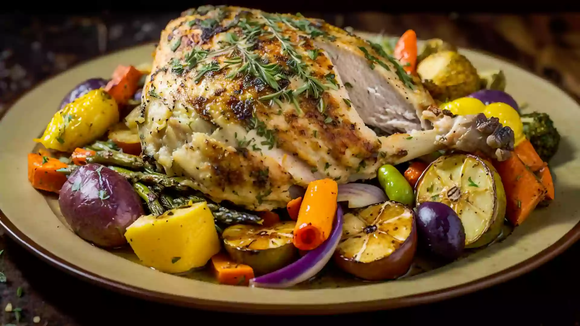 A Classic Thanksgiving Delight: Roasted Turkey with Herbs and Citrus
